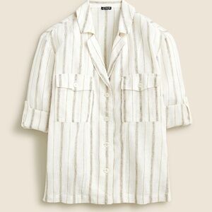 J.CREW CAMP LINEN SHIRT, IVORY, Sz 0